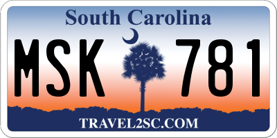 SC license plate MSK781