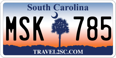 SC license plate MSK785