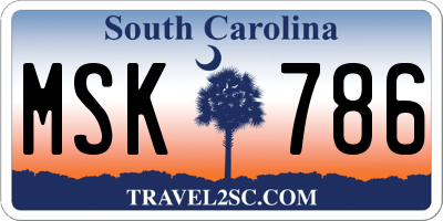 SC license plate MSK786