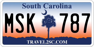 SC license plate MSK787