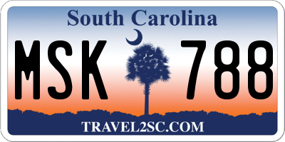 SC license plate MSK788