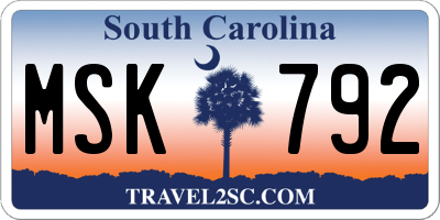 SC license plate MSK792