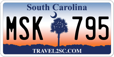 SC license plate MSK795