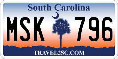SC license plate MSK796