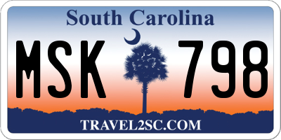 SC license plate MSK798