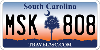 SC license plate MSK808
