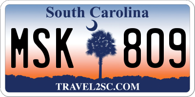 SC license plate MSK809