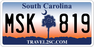 SC license plate MSK819
