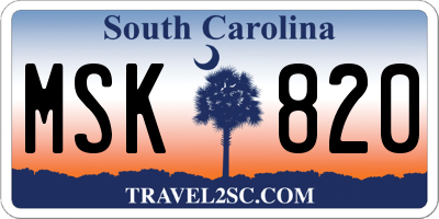 SC license plate MSK820