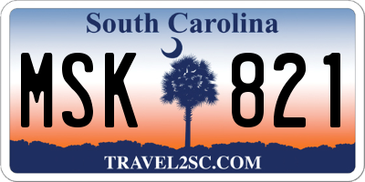 SC license plate MSK821