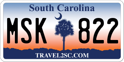 SC license plate MSK822