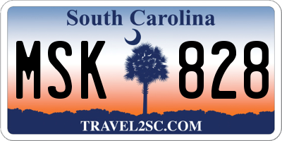 SC license plate MSK828