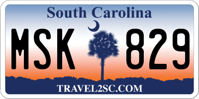 SC license plate MSK829