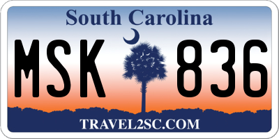 SC license plate MSK836