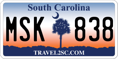 SC license plate MSK838