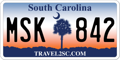 SC license plate MSK842
