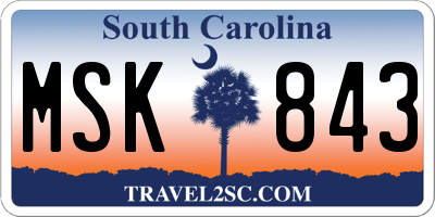 SC license plate MSK843