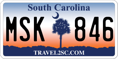 SC license plate MSK846
