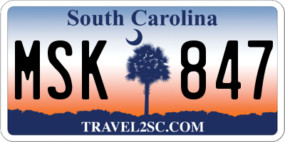SC license plate MSK847