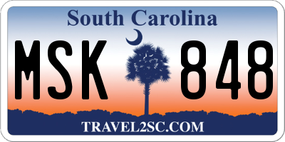 SC license plate MSK848