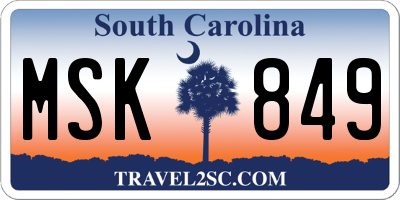 SC license plate MSK849