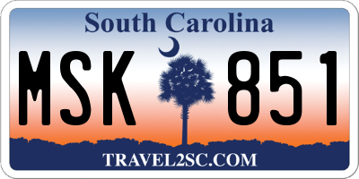SC license plate MSK851