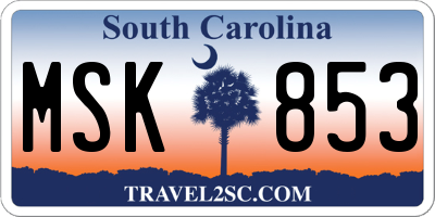 SC license plate MSK853