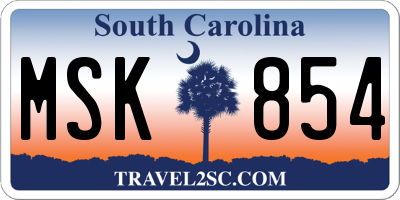 SC license plate MSK854