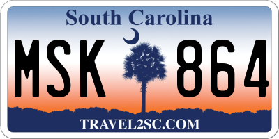 SC license plate MSK864