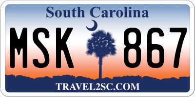 SC license plate MSK867