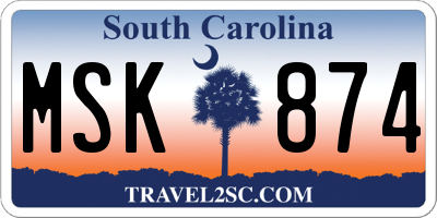 SC license plate MSK874