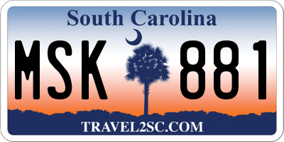 SC license plate MSK881