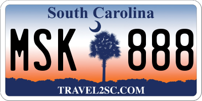 SC license plate MSK888