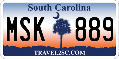 SC license plate MSK889