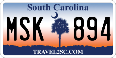 SC license plate MSK894