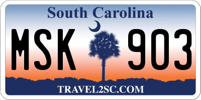 SC license plate MSK903