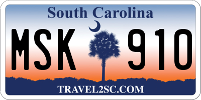 SC license plate MSK910