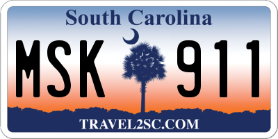 SC license plate MSK911