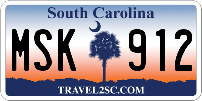 SC license plate MSK912