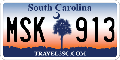 SC license plate MSK913