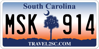SC license plate MSK914