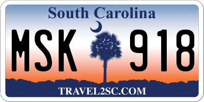 SC license plate MSK918
