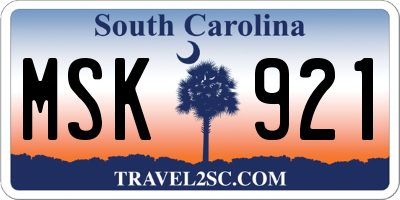 SC license plate MSK921