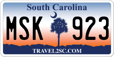 SC license plate MSK923