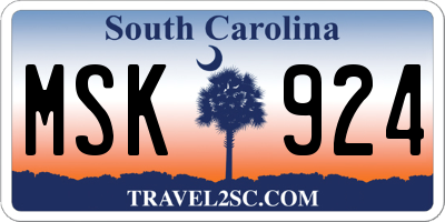 SC license plate MSK924