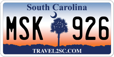 SC license plate MSK926