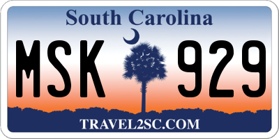 SC license plate MSK929