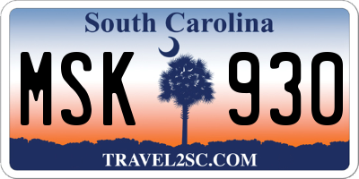 SC license plate MSK930
