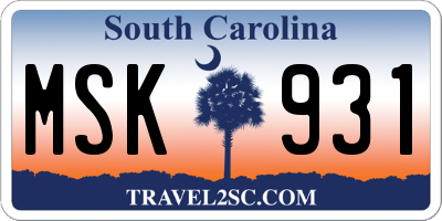 SC license plate MSK931