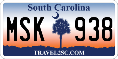 SC license plate MSK938